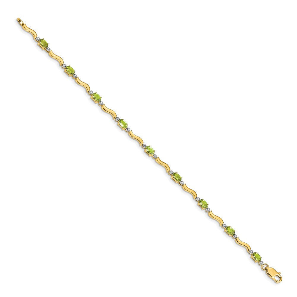 14k Yellow Gold Fancy Natural Diamond and Peridot Bracelet
