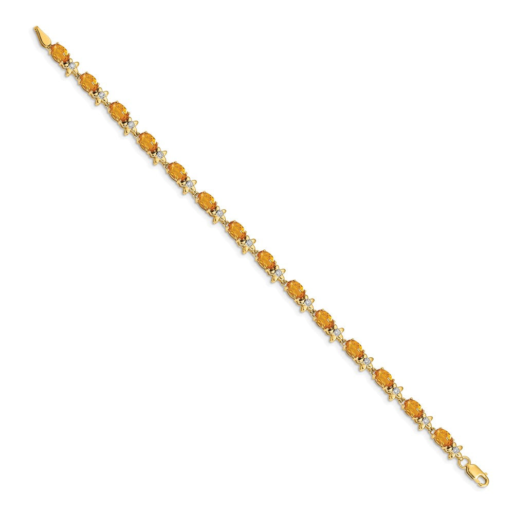14k Yellow Gold Floral Natural Diamond and Citrine Bracelet