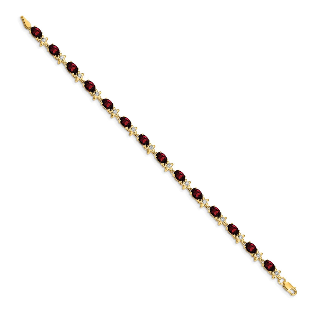 14k Yellow Gold Floral Natural Diamond and Garnet Bracelet