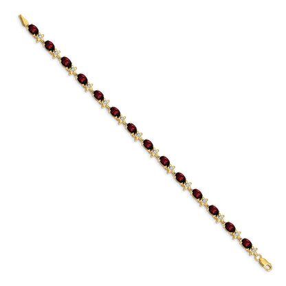 14k Yellow Gold Floral Natural Diamond and Garnet Bracelet