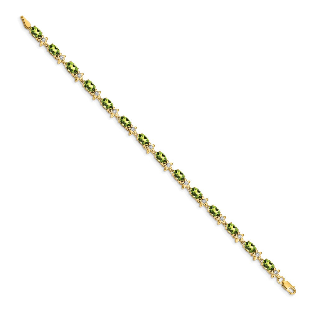 14k Yellow Gold Floral Natural Diamond and Peridot Bracelet