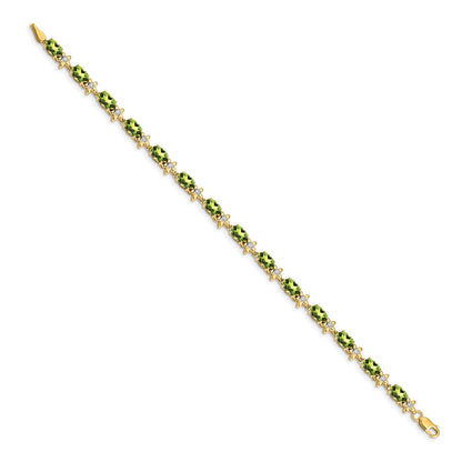 14k Yellow Gold Floral Natural Diamond and Peridot Bracelet