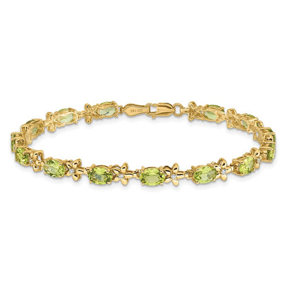 14k Yellow Gold Floral Natural Diamond and Peridot Bracelet