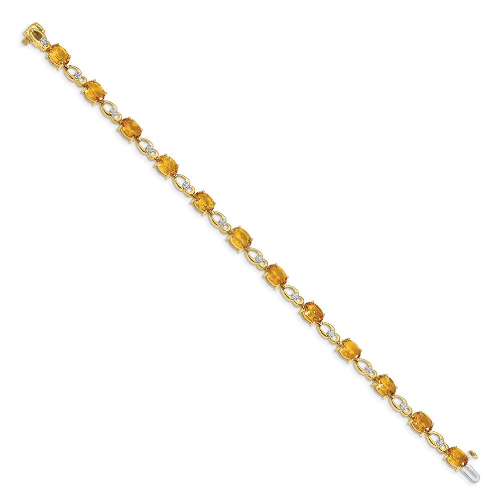 14k Yellow Gold Citrine and Natural Diamond Bracelet
