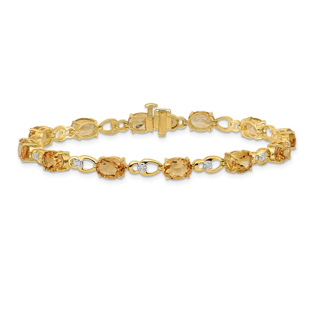 14k Yellow Gold Citrine and Natural Diamond Bracelet