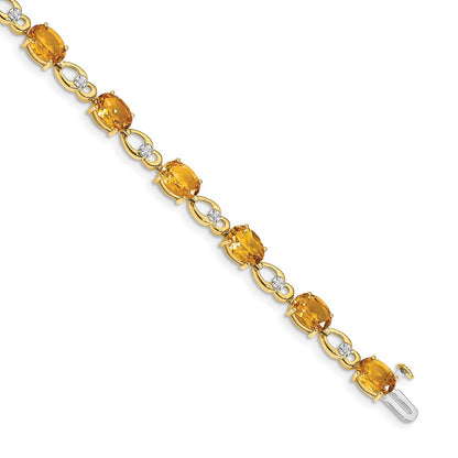 14k Yellow Gold Citrine and Natural Diamond Bracelet