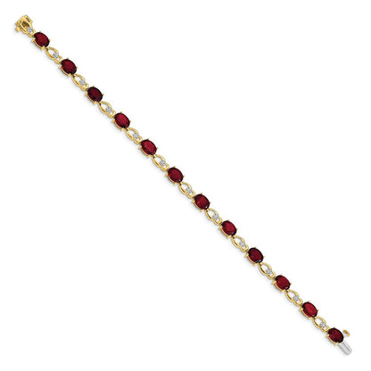 14k Yellow Gold Garnet and Natural Diamond Bracelet