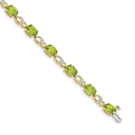 14k Yellow Gold Peridot and Natural Diamond Bracelet