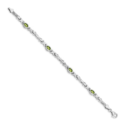 14k White Gold Peridot Bracelet