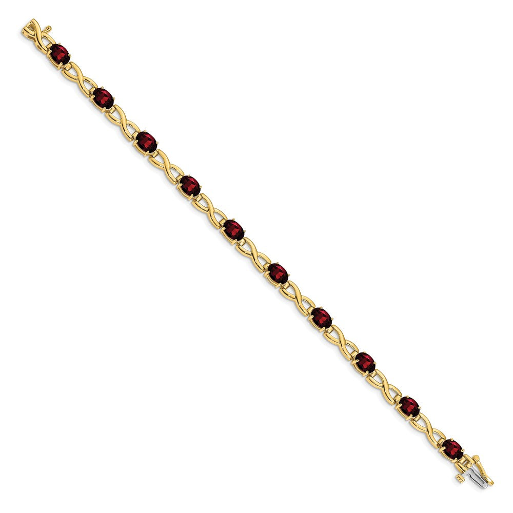 14k Yellow Gold 7x5mm Oval Garnet Bracelet