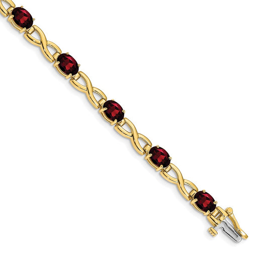 14k Yellow Gold 7x5mm Oval Garnet Bracelet