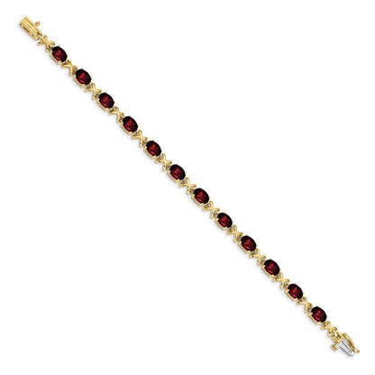14k Yellow Gold 7x5mm Oval Garnet Bracelet