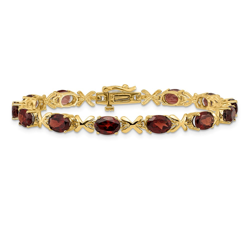 14k Yellow Gold 7x5mm Oval Garnet Bracelet