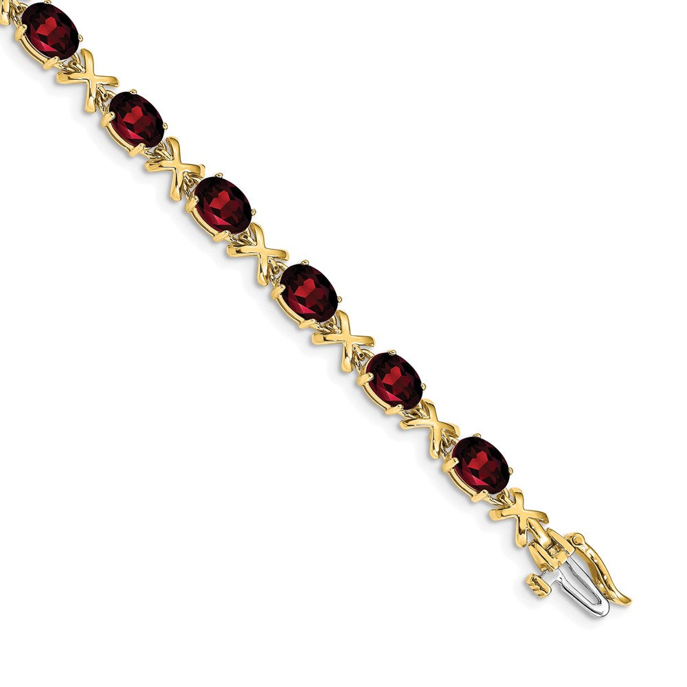 14k Yellow Gold 7x5mm Oval Garnet Bracelet