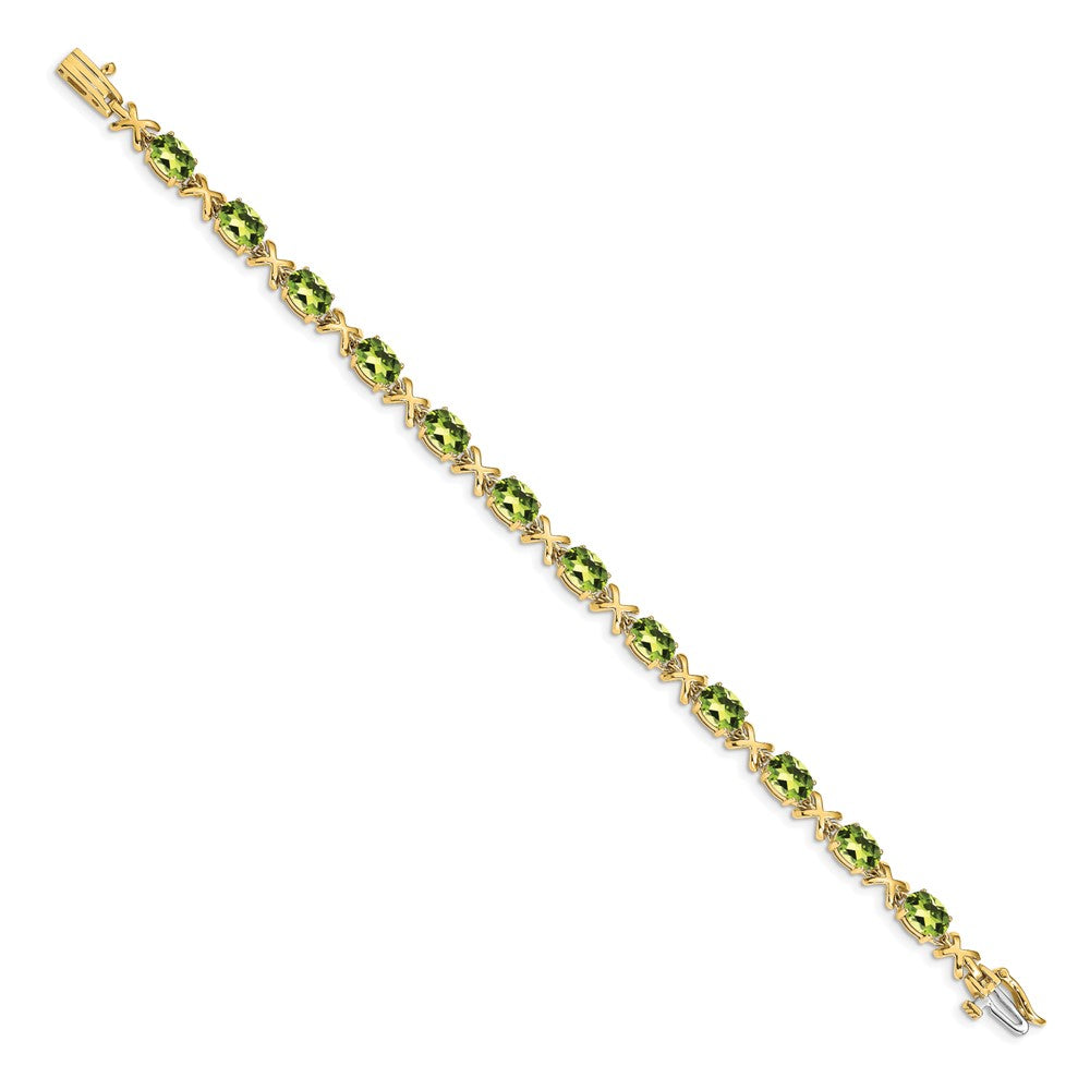 14k Yellow Gold 7x5mm Oval Peridot Bracelet