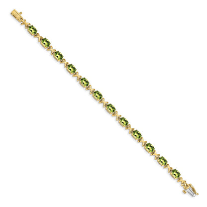 14k Yellow Gold 7x5mm Oval Peridot Bracelet