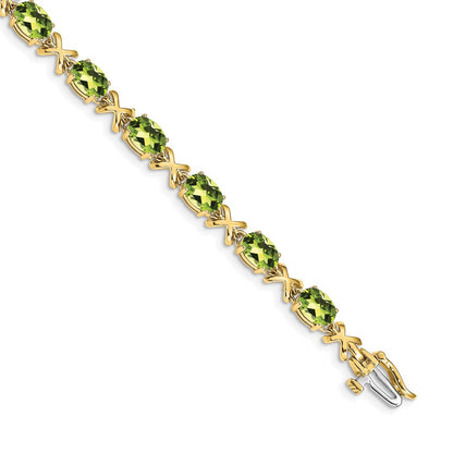 14k Yellow Gold 7x5mm Oval Peridot Bracelet