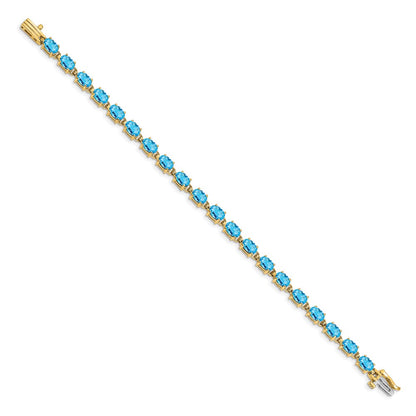 14k Yellow Gold 6x4mm Oval Blue Bracelet