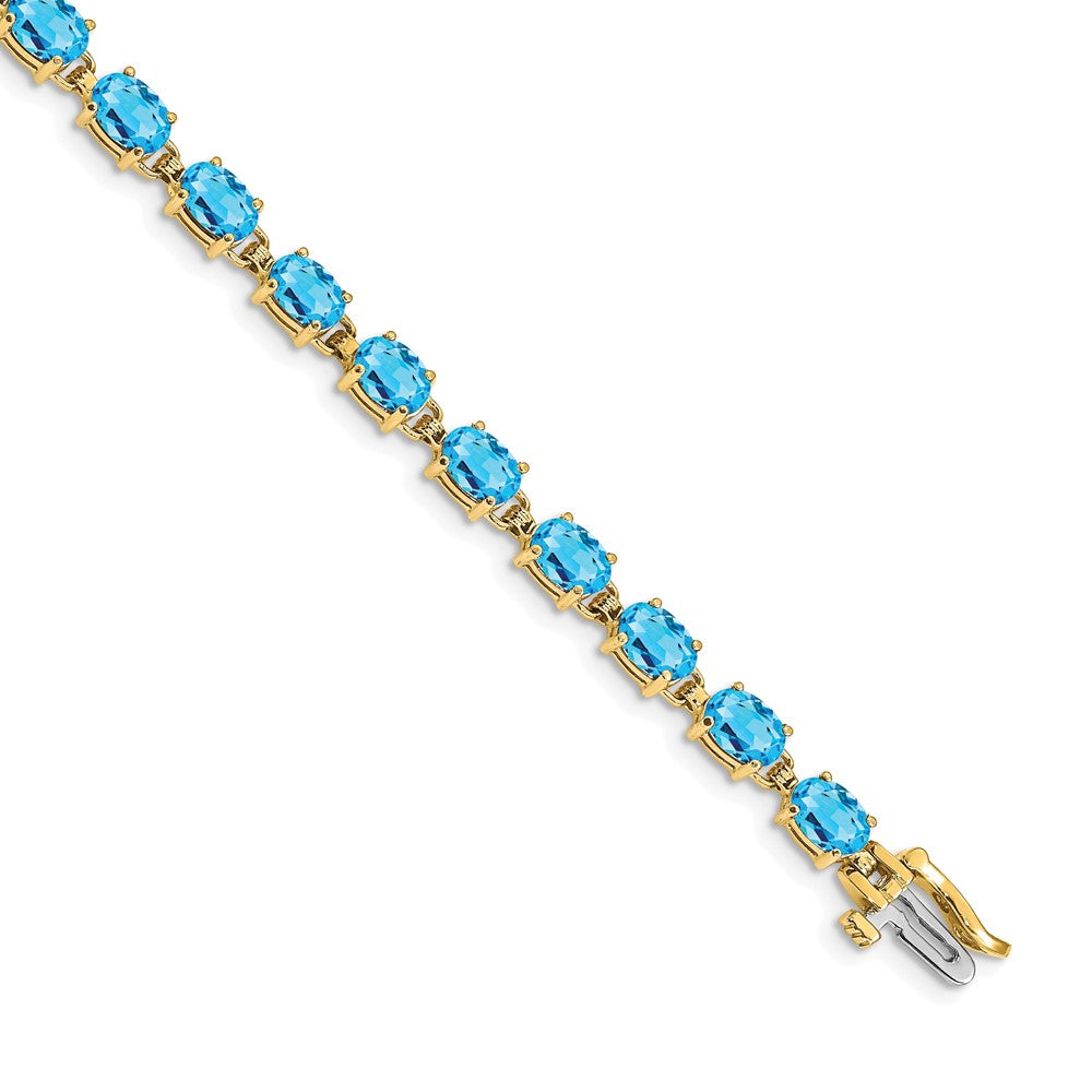 14k Yellow Gold 6x4mm Oval Blue Bracelet