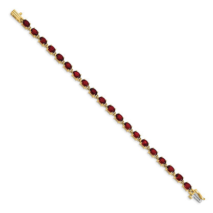 14k Yellow Gold 6x4mm Oval Garnet Bracelet