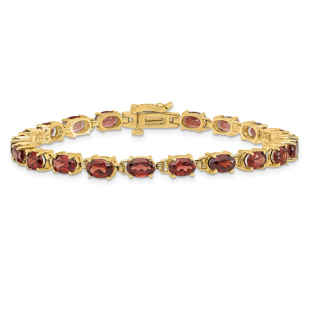 14k Yellow Gold 6x4mm Oval Garnet Bracelet