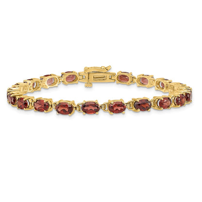 14k Yellow Gold 6x4mm Oval Garnet Bracelet