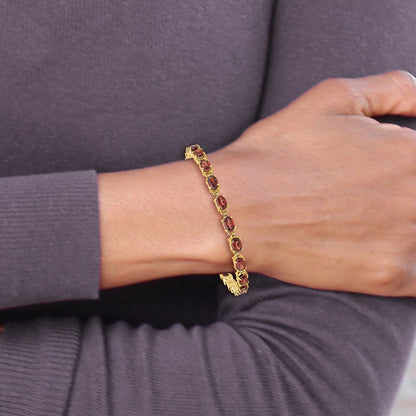 14k Yellow Gold 6x4mm Oval Garnet Bracelet