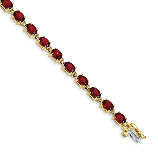 14k Yellow Gold 6x4mm Oval Garnet Bracelet