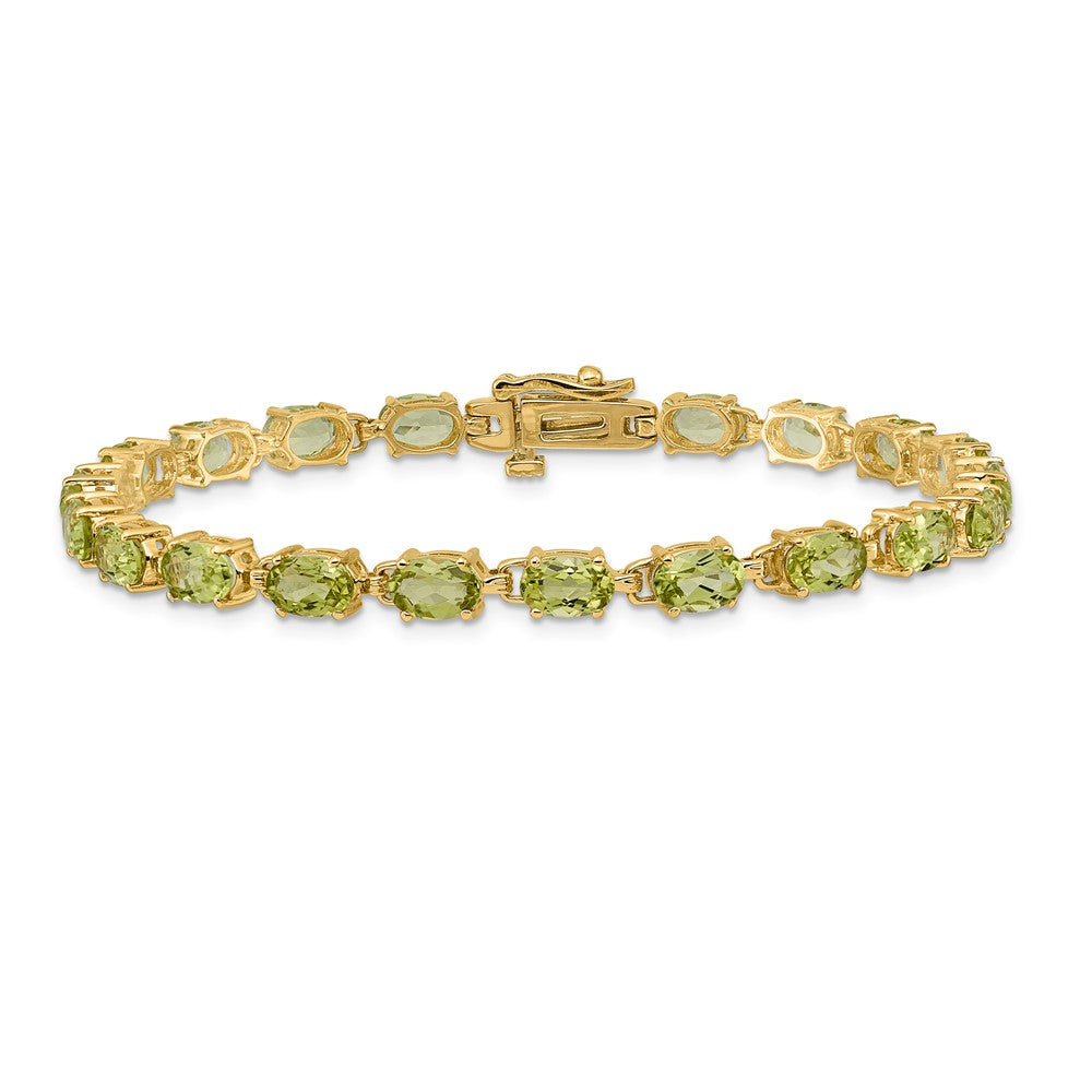 14k Yellow Gold 6x4mm Oval Peridot Bracelet
