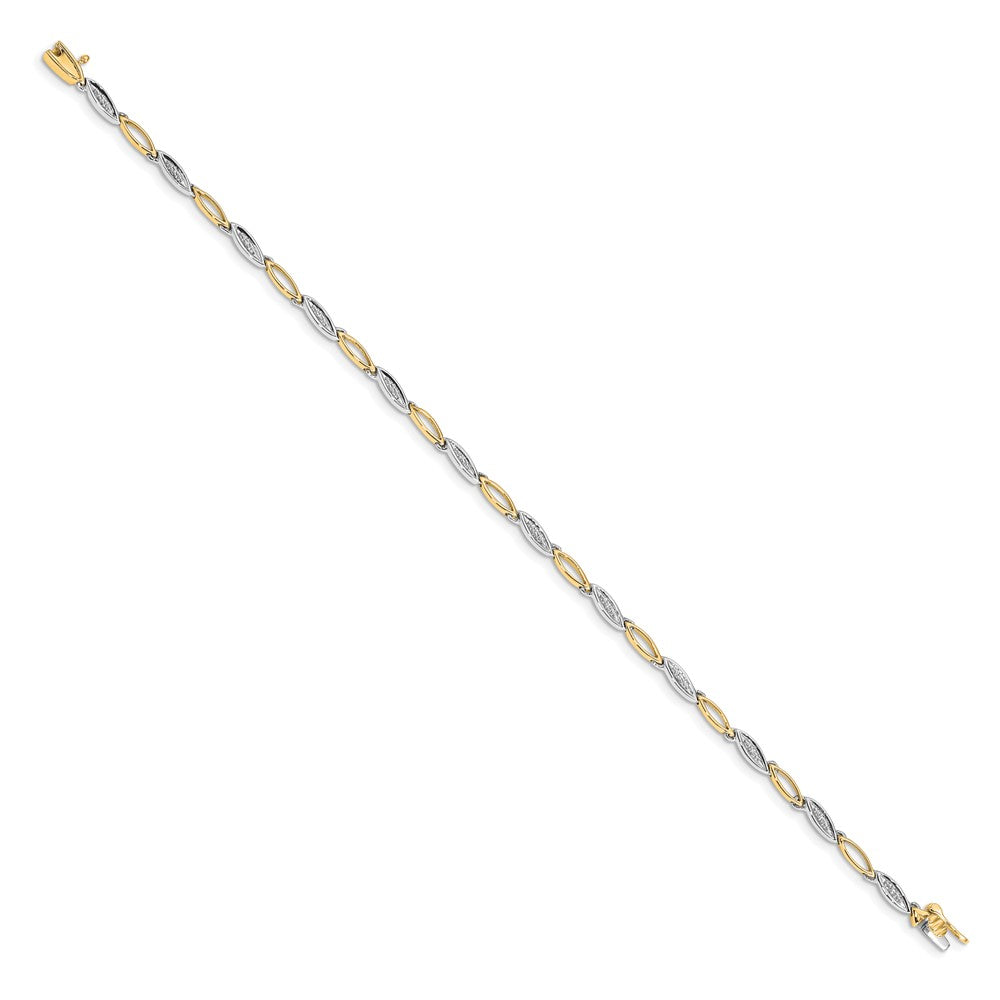14k Two-tone Natural Diamond 7.5in Link Bracelet