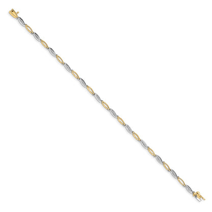 14k Two-tone Natural Diamond 7.5in Link Bracelet