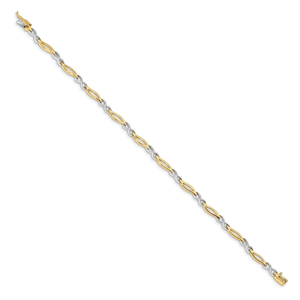 14k Two-tone Natural Diamond Infinity 7 in Link Bracelet