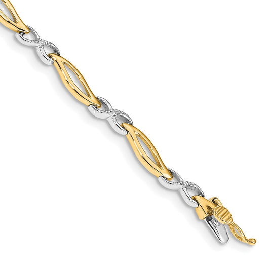14k Two-tone Natural Diamond Infinity 7 in Link Bracelet