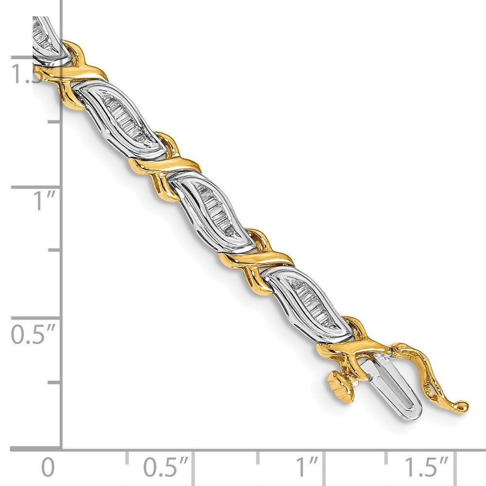 14k Two-Tone 1ct. Baguette Natural Diamond Bracelet