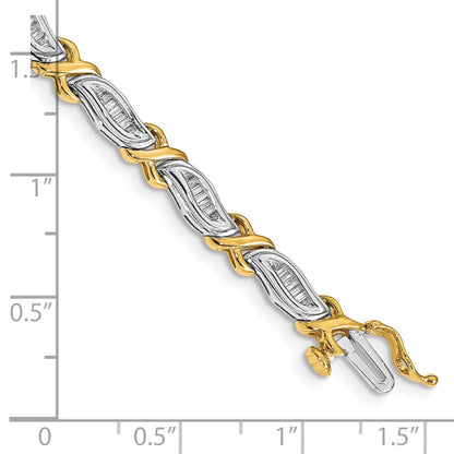 14k Two-Tone 1ct. Baguette Natural Diamond Bracelet