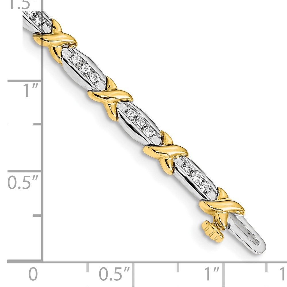 14k Two-tone Polished Fancy Natural Diamond 6.5in Bracelet