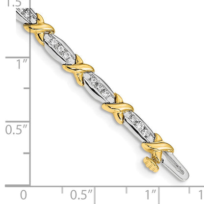 14k Two-tone Polished Fancy Natural Diamond 6.5in Bracelet