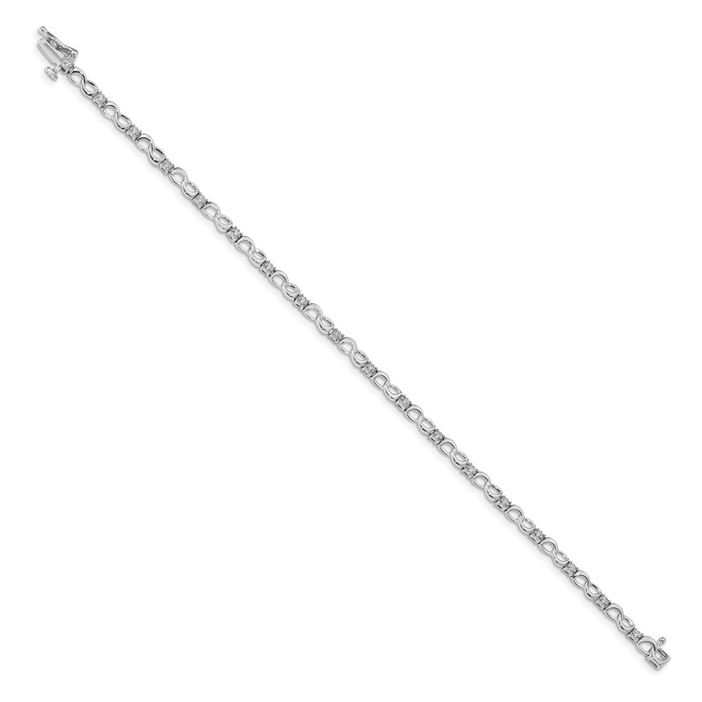 14k White Gold Natural Diamond Figure 8 Link Bracelet