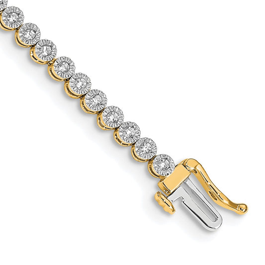 14k Yellow Gold Natural Diamond Tennis Bracelet