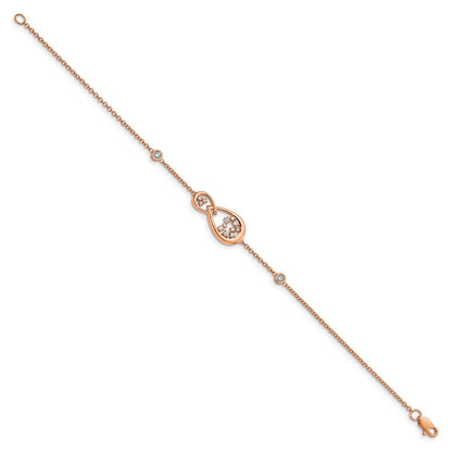14k Rose Gold Polished Natural Diamond Teardrop 7in Bracelet