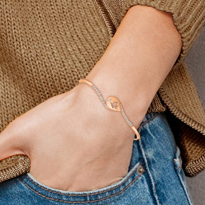 14k Rose Gold PNatural Diamond Teardrop Flower Bar 7in w/.5 ext Bracelet