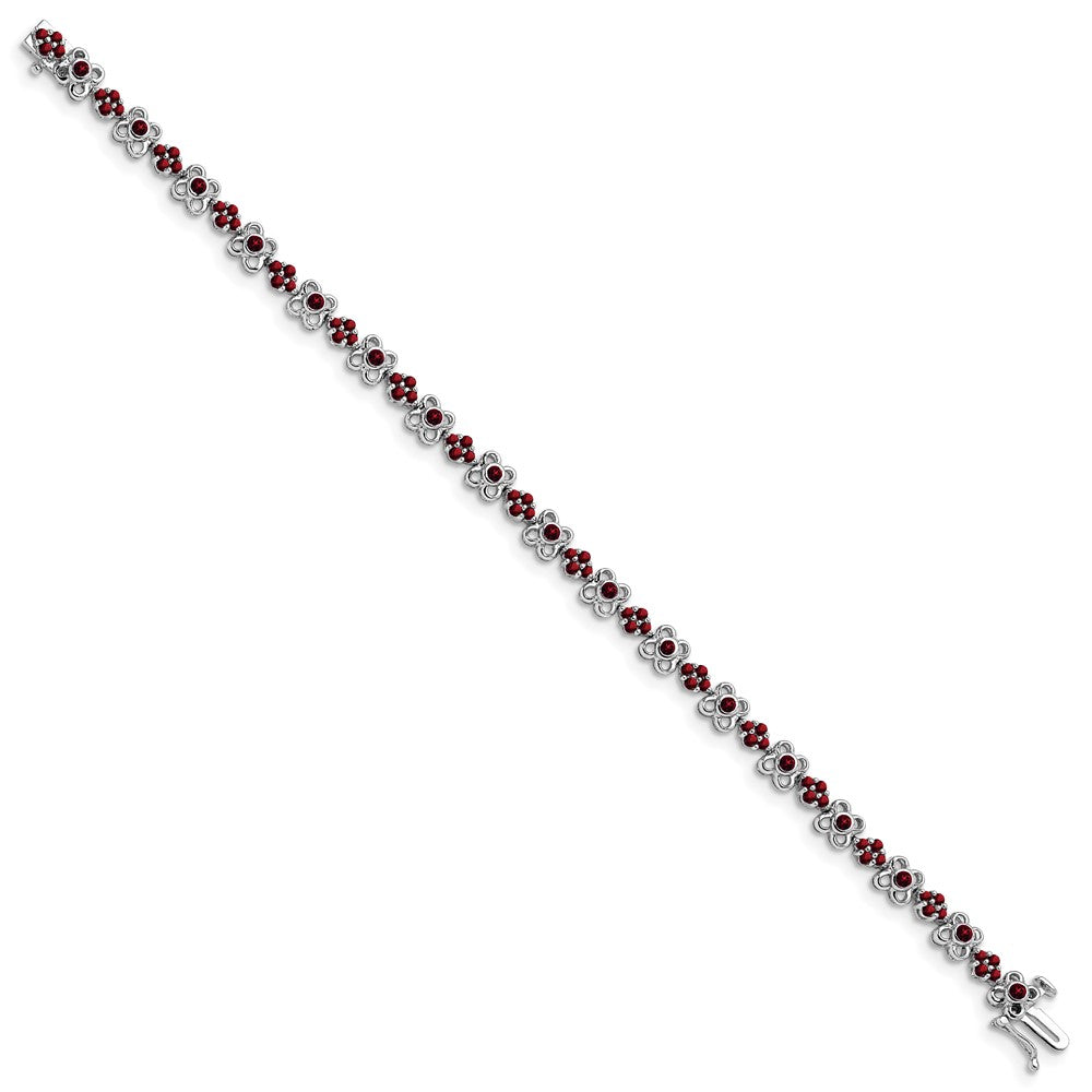 14k White Gold Garnet Bracelet