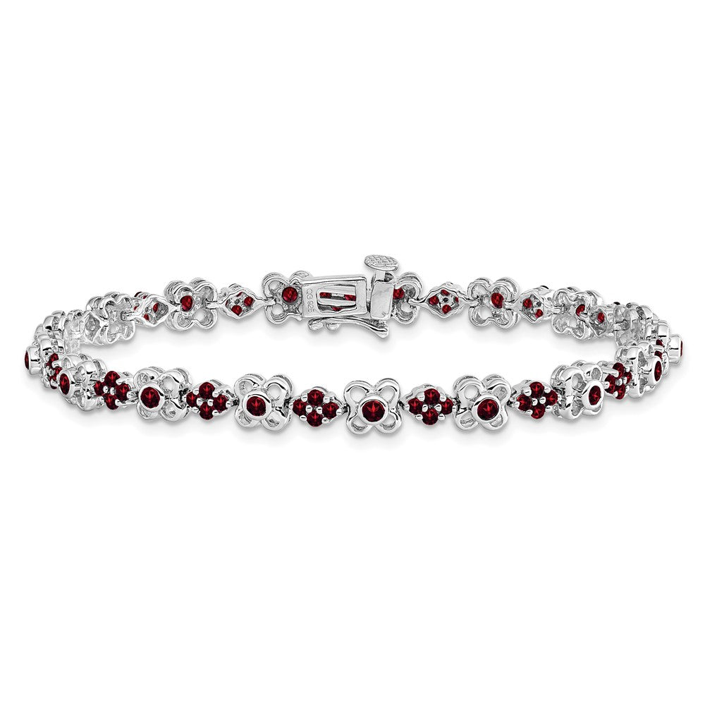 14k White Gold Garnet Bracelet