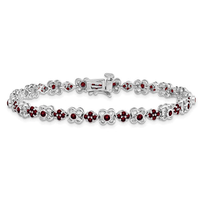 14k White Gold Garnet Bracelet