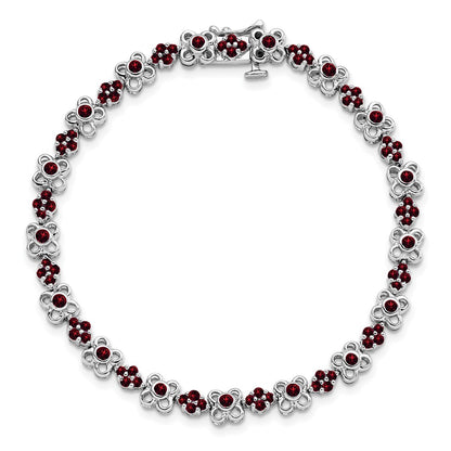 14k White Gold Garnet Bracelet