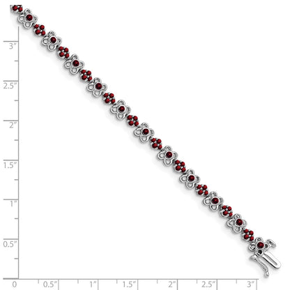 14k White Gold Garnet Bracelet