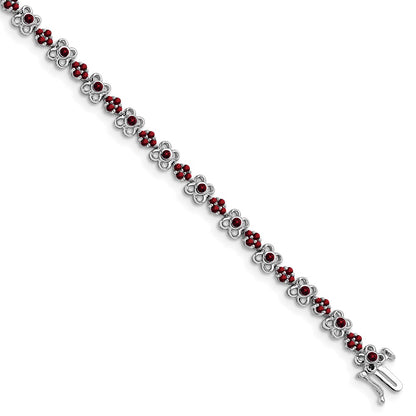 14k White Gold Garnet Bracelet