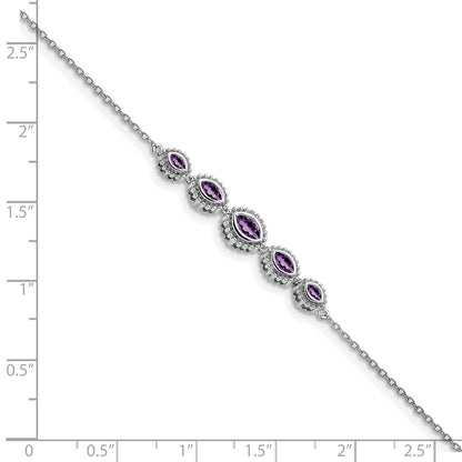 14k White Gold Marquise Amethyst Bracelet