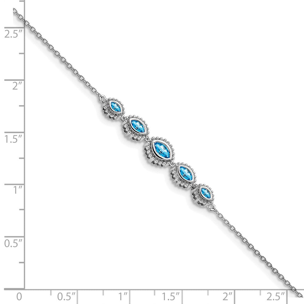 14k White Gold Marquise Blue Topaz Bracelet