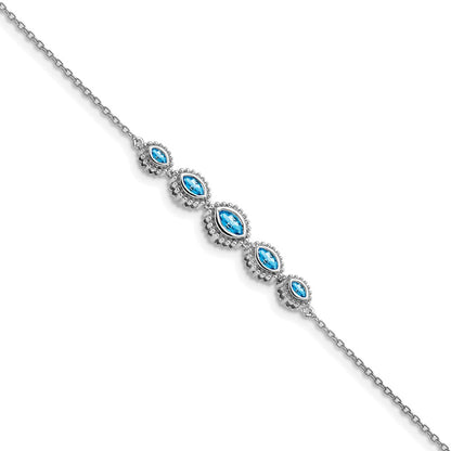 14k White Gold Marquise Blue Topaz Bracelet